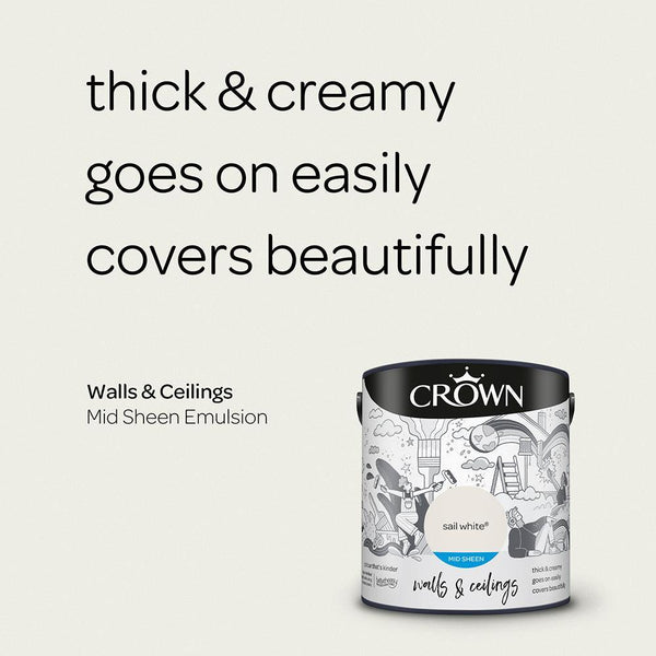 Crown Walls & Ceilings Mid Sheen Emulsion Paint | Sail White - Choice Stores