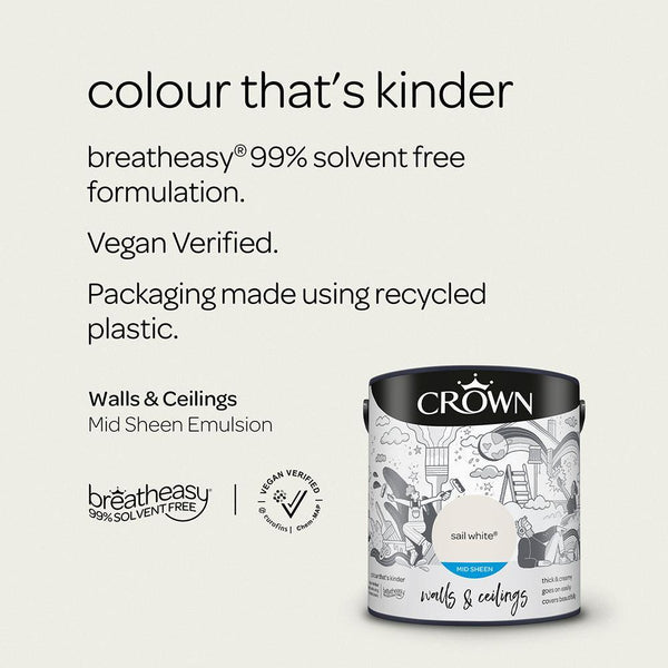 Crown Walls & Ceilings Mid Sheen Emulsion Paint | Sail White - Choice Stores
