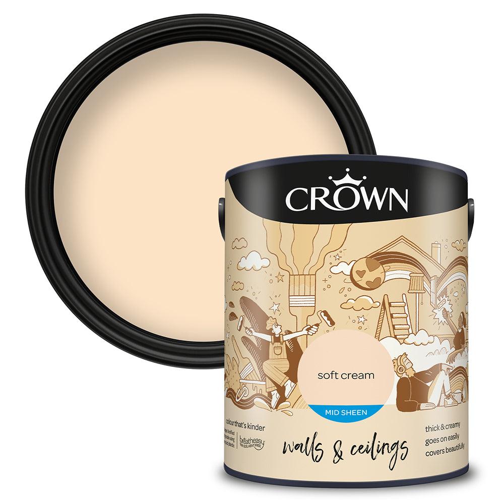 Crown Walls & Ceilings Mid Sheen Emulsion Paint | Soft Cream - Choice Stores