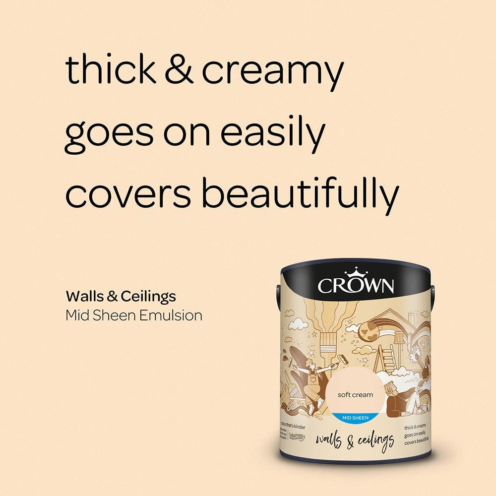 Crown Walls & Ceilings Mid Sheen Emulsion Paint | Soft Cream - Choice Stores