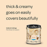 Crown Walls & Ceilings Mid Sheen Emulsion Paint | Soft Cream - Choice Stores