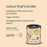 Crown Walls & Ceilings Mid Sheen Emulsion Paint | Soft Cream - Choice Stores