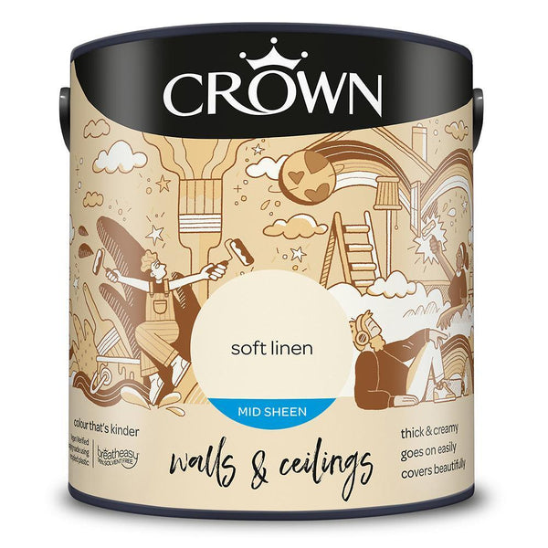 Crown Walls & Ceilings Mid Sheen Emulsion Paint | Soft Linen - Choice Stores