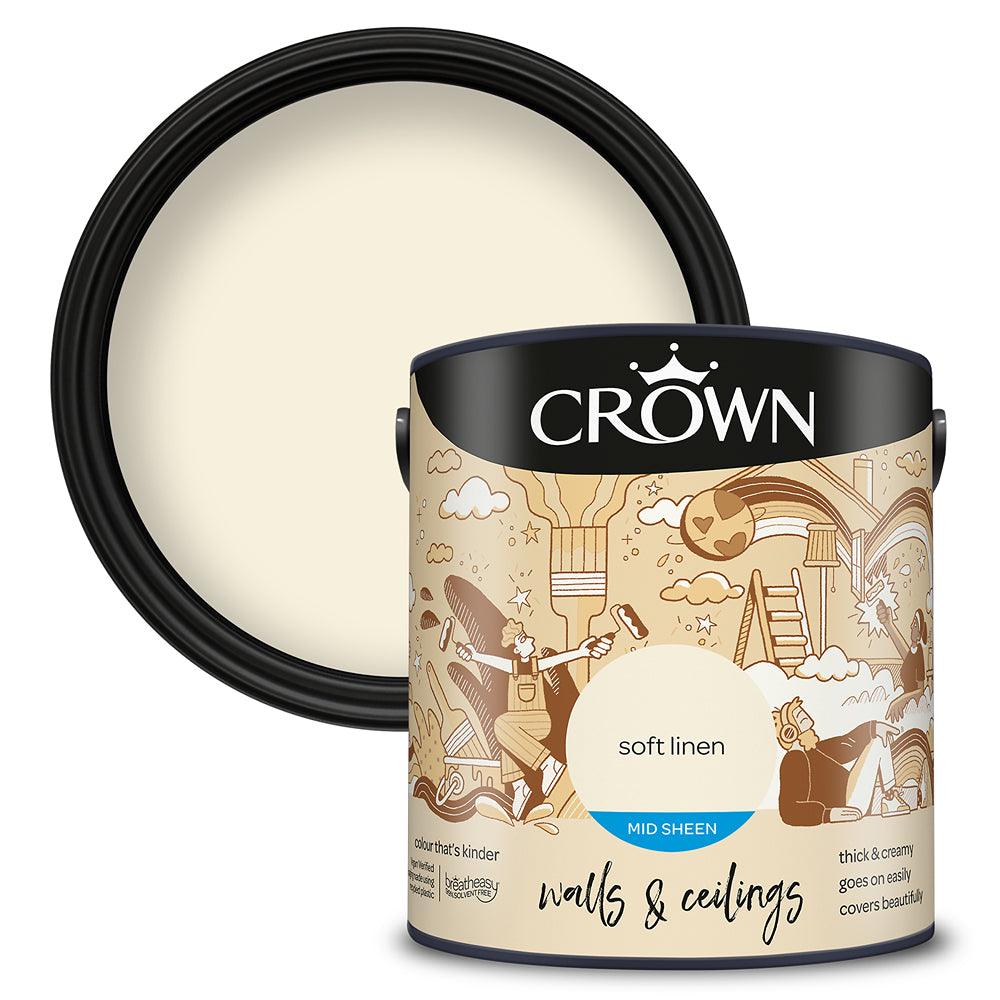 Crown Walls & Ceilings Mid Sheen Emulsion Paint | Soft Linen - Choice Stores
