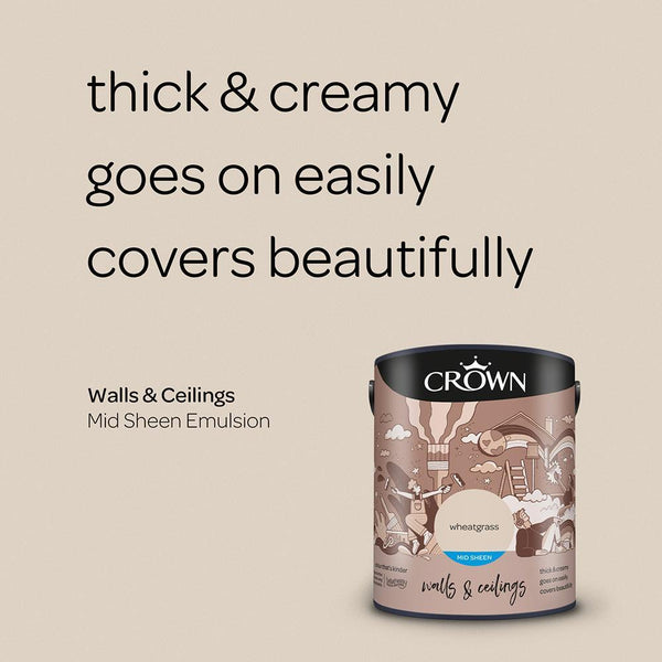 Crown Walls & Ceilings Mid Sheen Emulsion Paint | Wheatgrass - Choice Stores
