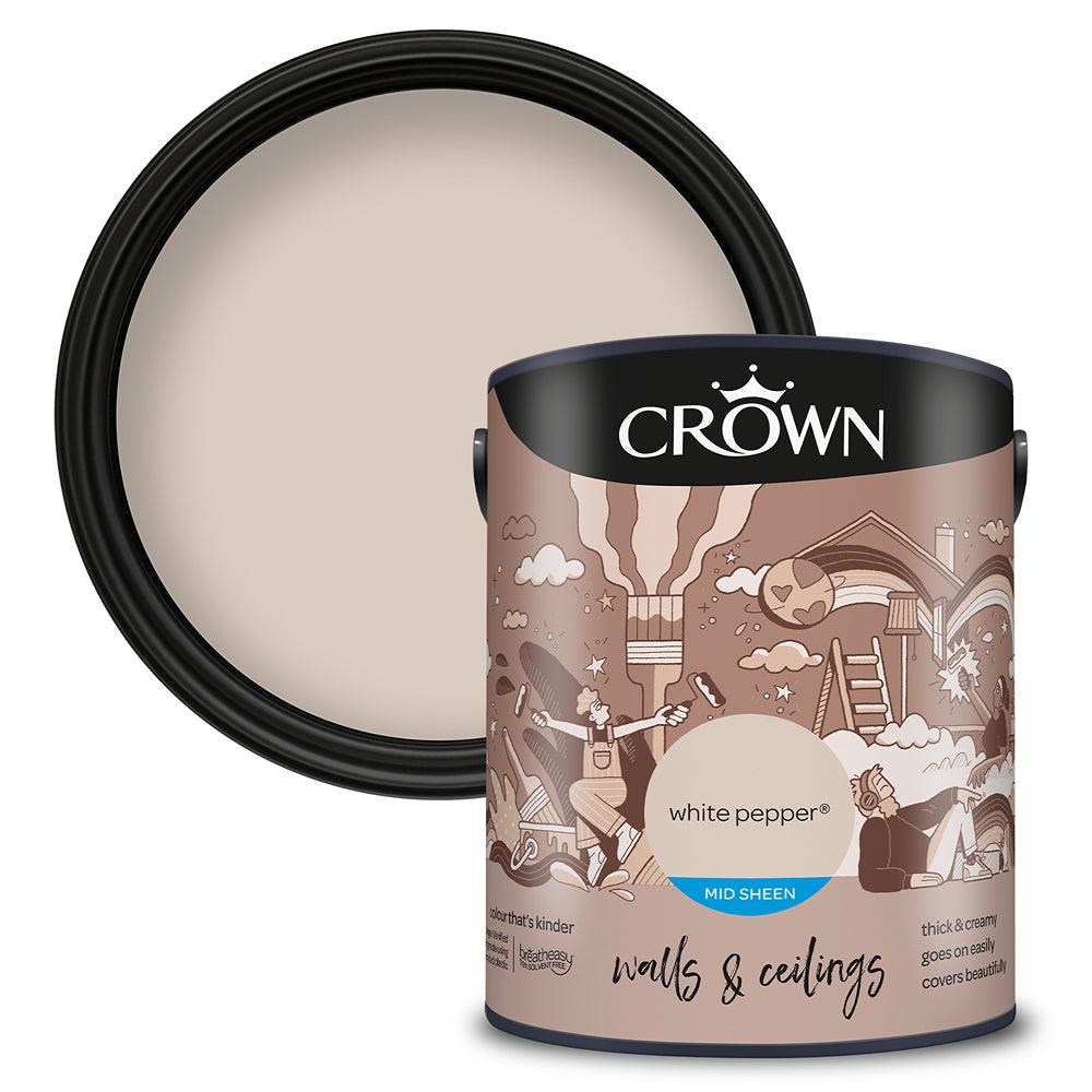 Crown Walls & Ceilings Mid Sheen Emulsion Paint | White Pepper - Choice Stores