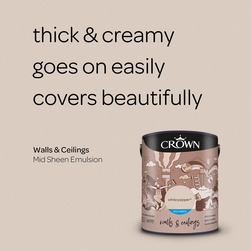 Crown Walls & Ceilings Mid Sheen Emulsion Paint | White Pepper - Choice Stores
