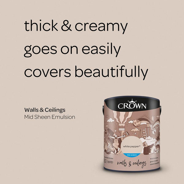 Crown Walls & Ceilings Mid Sheen Emulsion Paint | White Pepper - Choice Stores