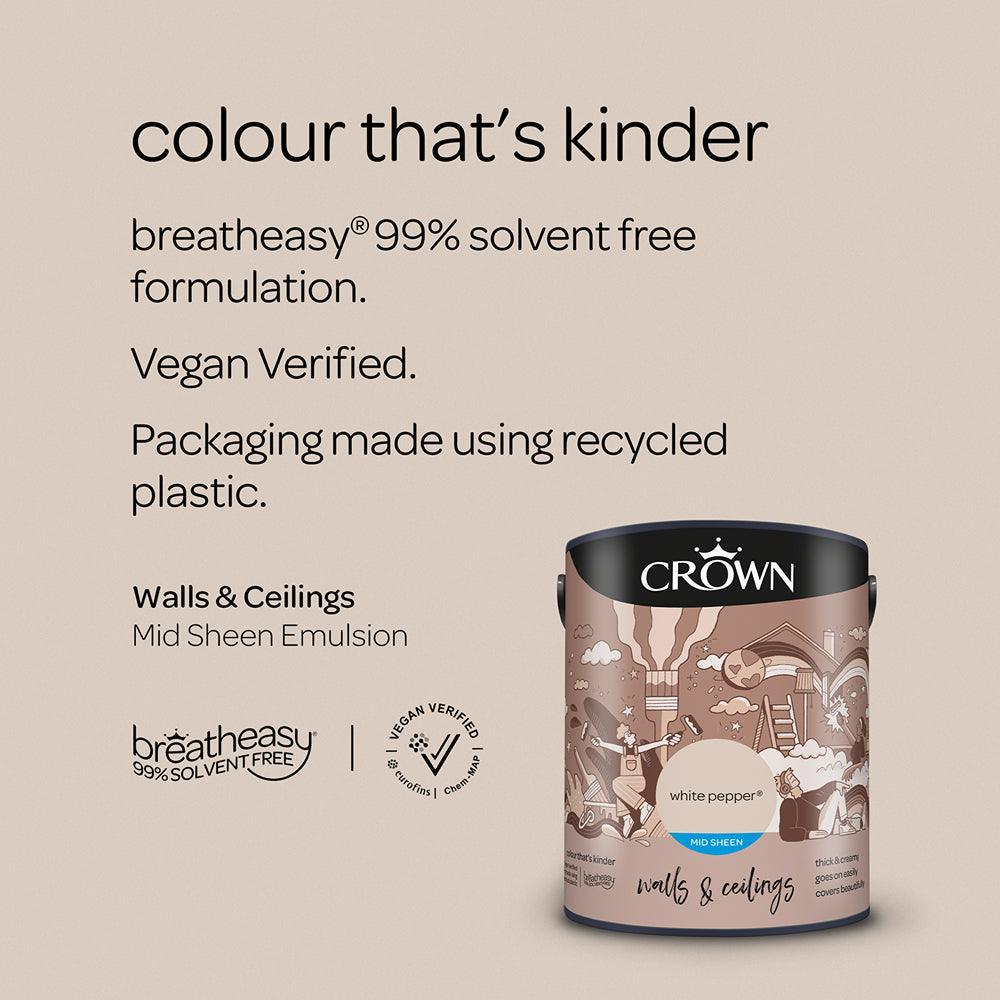 Crown Walls & Ceilings Mid Sheen Emulsion Paint | White Pepper - Choice Stores