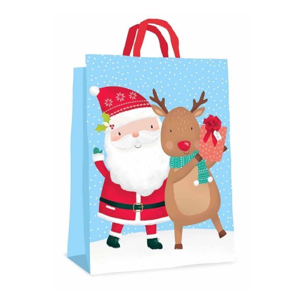 Cute Santa & Reindeer Christmas Gift Bag | Jumbo Size - Choice Stores