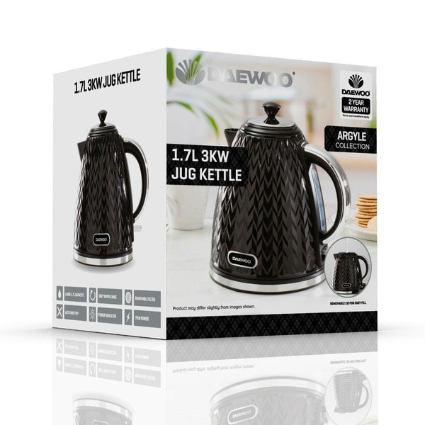 Daewoo Argyle Black Jug Kettle | 1.7L - Choice Stores