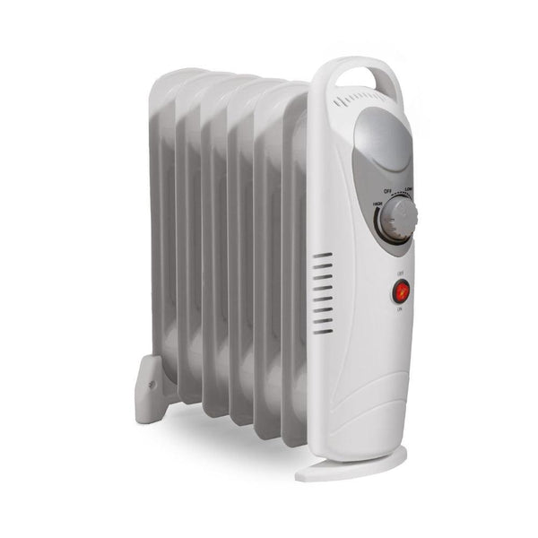 Daewoo Mini Oil Filled Portable Radiator | 6 Fin White Heater | 800W - Choice Stores