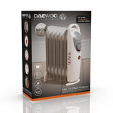Daewoo Mini Oil Filled Portable Radiator | 6 Fin White Heater | 800W - Choice Stores