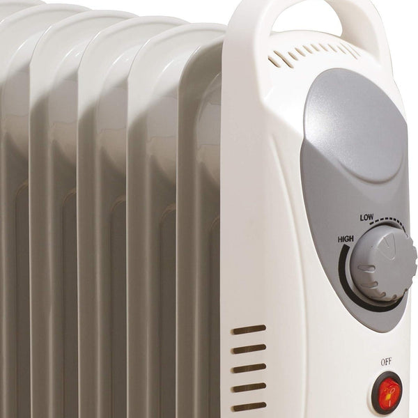 Daewoo Mini Oil Filled Portable Radiator | 6 Fin White Heater | 800W - Choice Stores