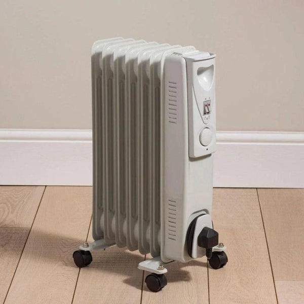 Daewoo Mini Oil Filled Radiator | 7 Fin White Heater | 1500W - Choice Stores