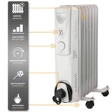 Daewoo Mini Oil Filled Radiator | 7 Fin White Heater | 1500W - Choice Stores