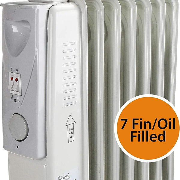 Daewoo Mini Oil Filled Radiator | 7 Fin White Heater | 1500W - Choice Stores
