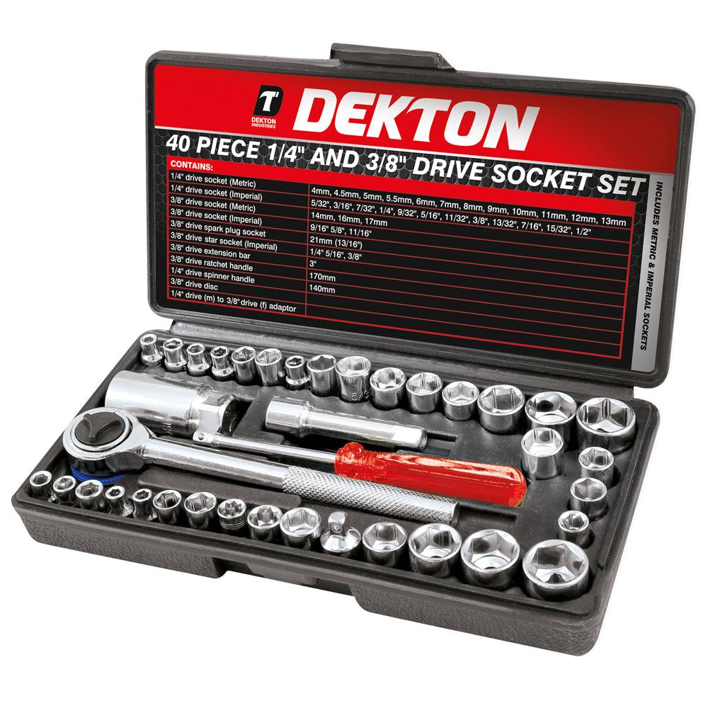 Dekton 1/4in & 3/8in Drive Socket Set | 40 Piece Set - Choice Stores