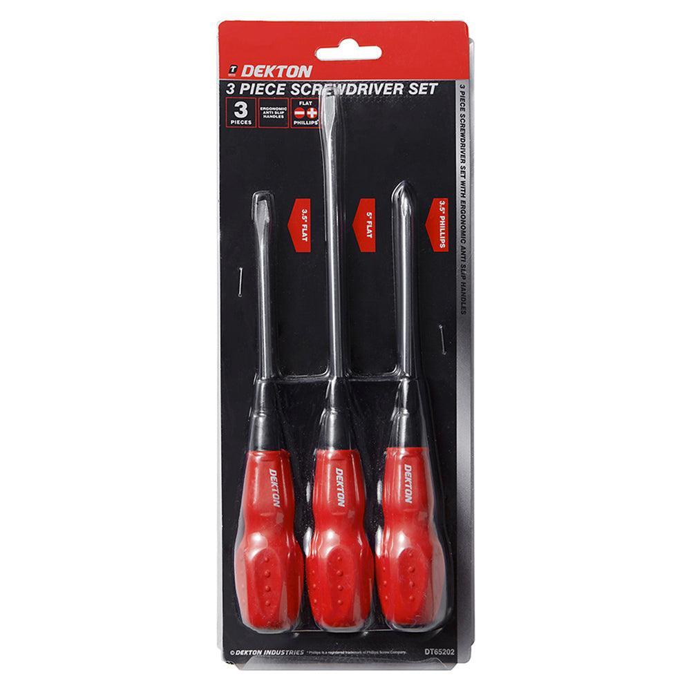 Dekton 3 Piece Screwdriver Set | Ergonomic | Anti Slip | Chrome Vanadium Steel - Choice Stores