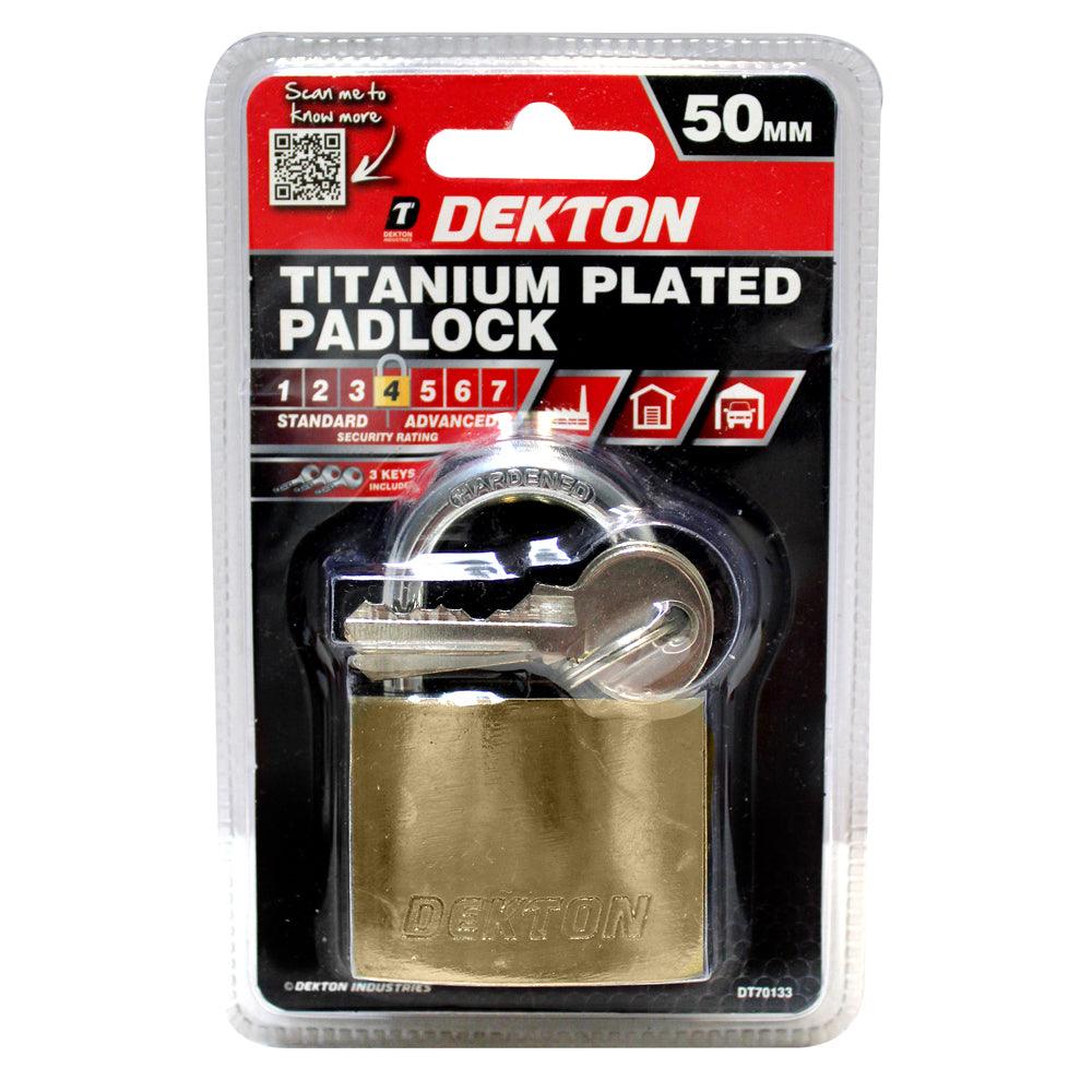 Dekton 50 mm Titanium Plated Iron Padlock | 3 Keys Included - Choice Stores