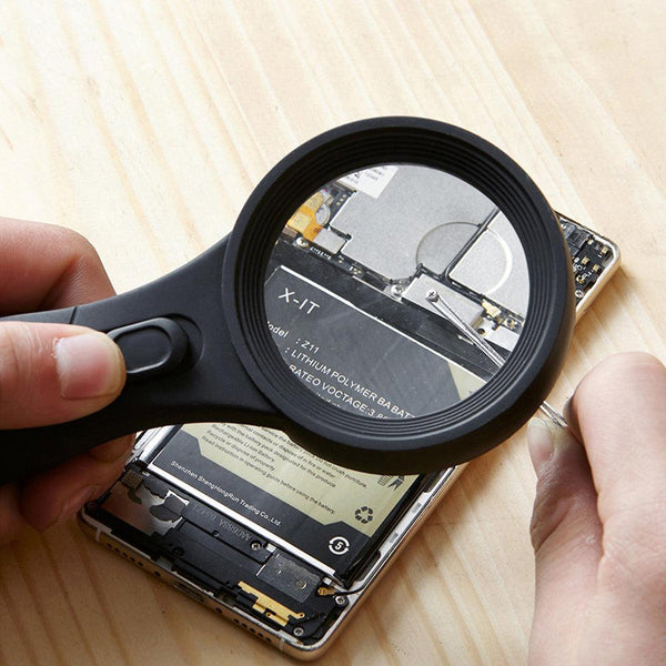 Dekton 6 LED Magnifying Glass | 4 x Magnification | 6 LEDs | UV Light | Anti Slip Grip - Choice Stores