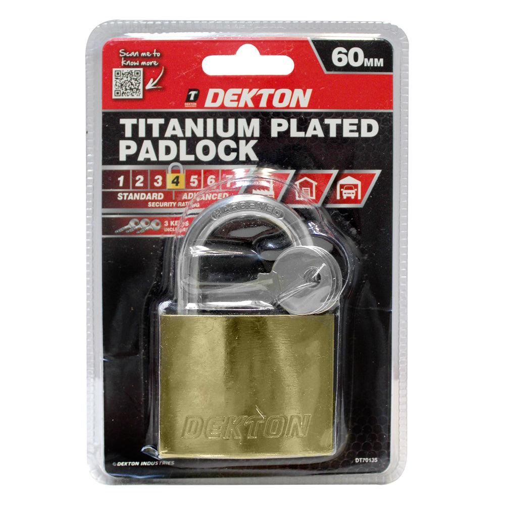Dekton 60mm Titanium Plated Iron Padlock - Choice Stores