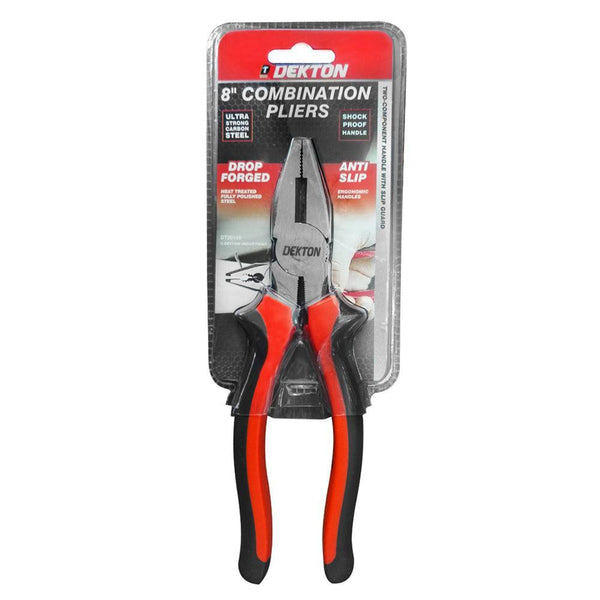 Dekton 8in Combination Pliers | Heat Treated Steel | Anti-slip Ergonomic Handles - Choice Stores
