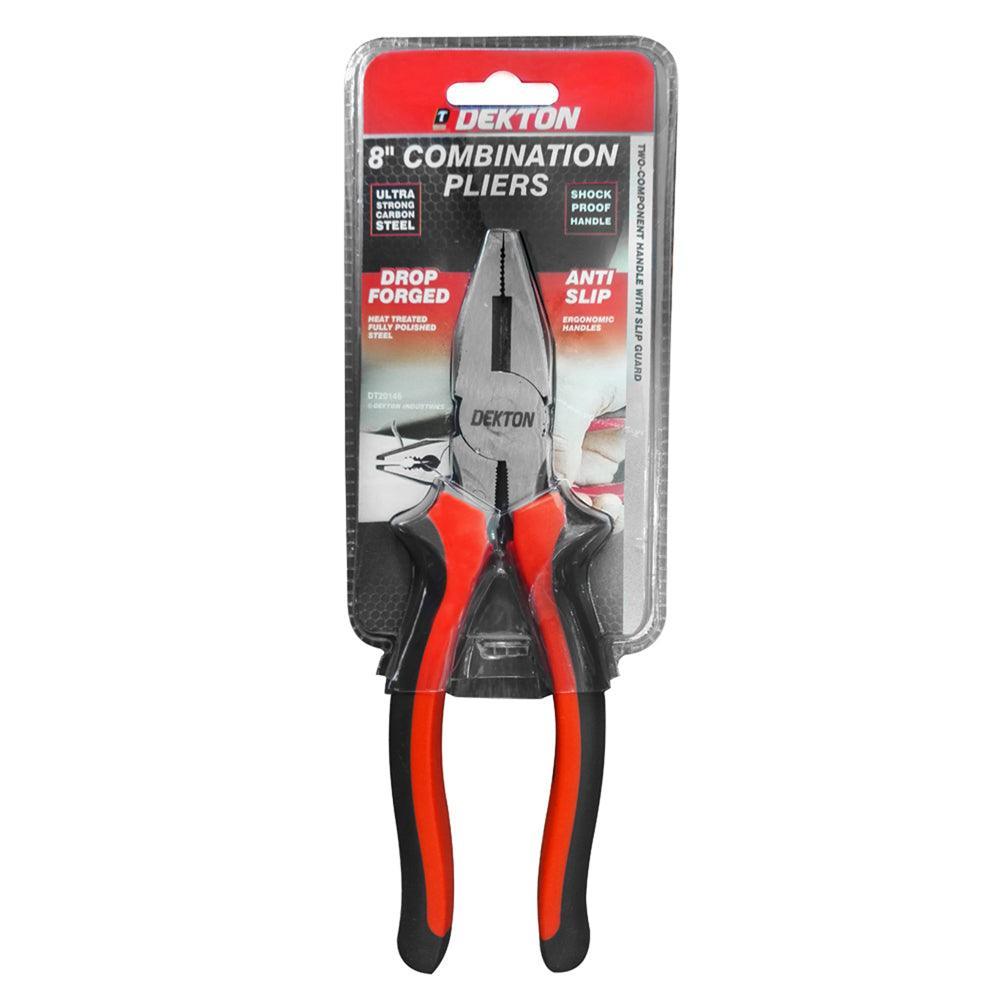 Dekton 8in Combination Pliers | Heat Treated Steel | Anti-slip Ergonomic Handles - Choice Stores