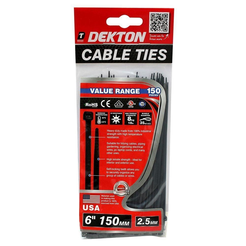 Dekton Black Cable Ties | 150 Pieces - Choice Stores