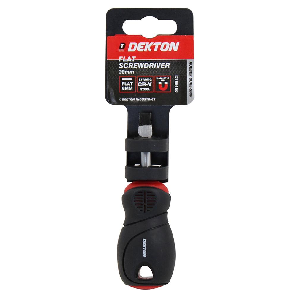 Dekton Flat Screwdriver 38 mm | Strong CR-V Steel | Magnetic Tip | Rubber Sure Grip Handle - Choice Stores