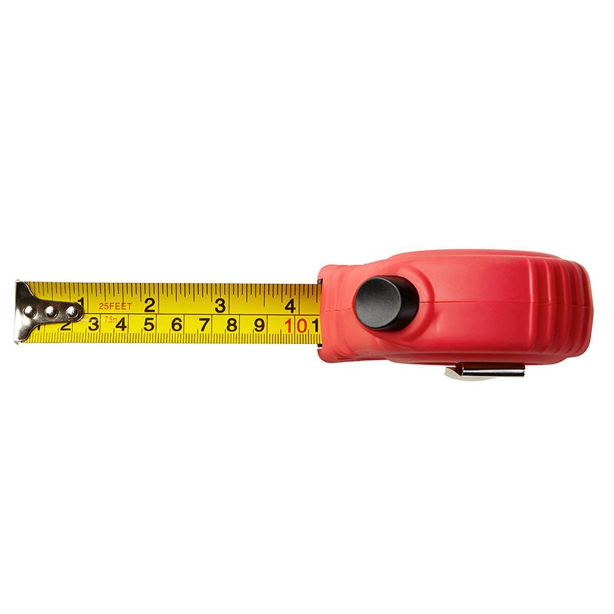 Dekton Hi Vis Red Soft Grip Autolock Tape Measure | 7.5 m x 25 mm - Choice Stores