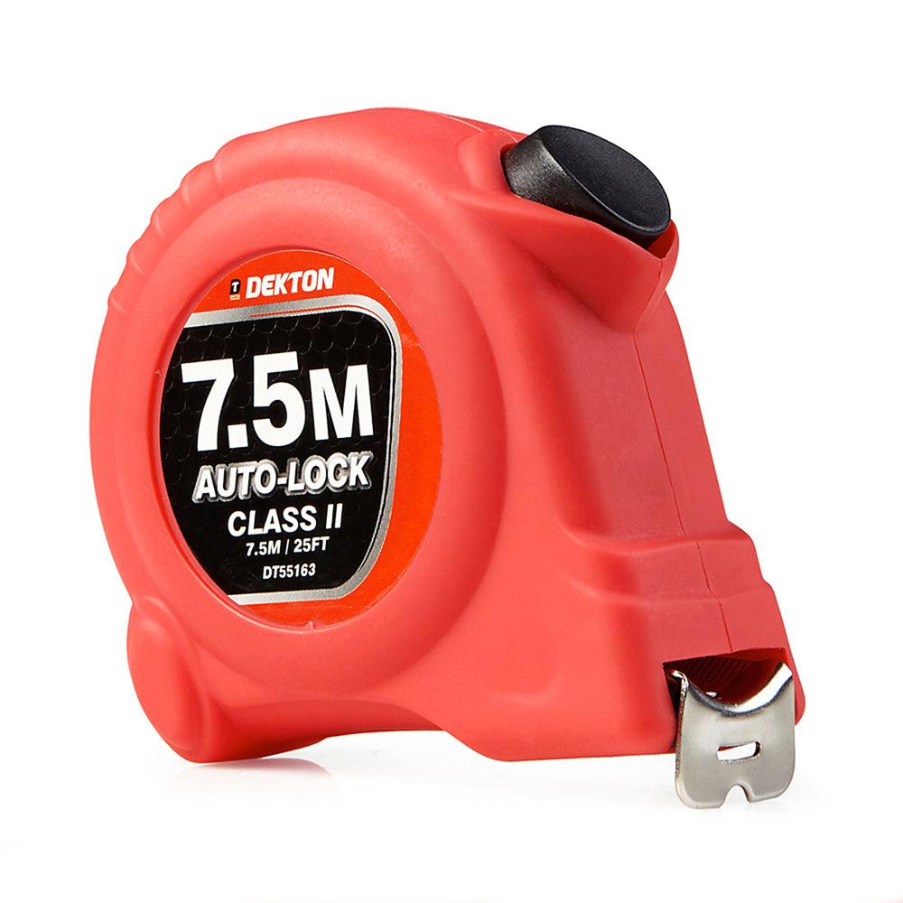 Dekton Hi Vis Red Soft Grip Autolock Tape Measure | 7.5 m x 25 mm - Choice Stores