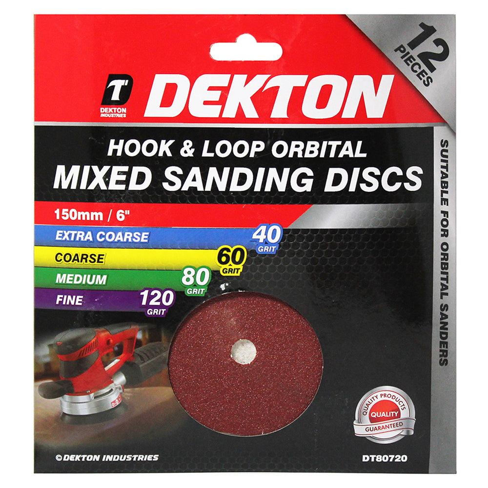 Dekton Hook And Loop Orbital Mixed Sanding Discs | 150 mm | Pack of 12 - Choice Stores
