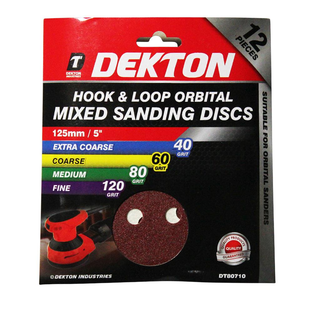 Dekton Hook And Loop Orbital Mixed Sanding Discs| 125 mm | Pack of 12 - Choice Stores