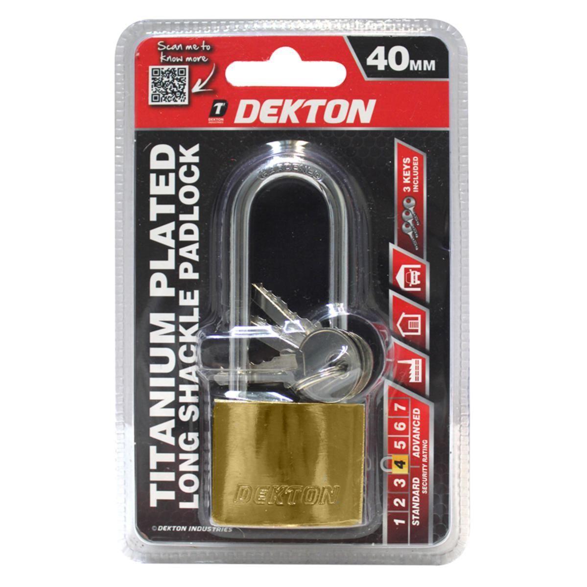 Dekton | 40mm Long Shackle Titanium Plated Iron With 3 Keys DT70137 - Choice Stores