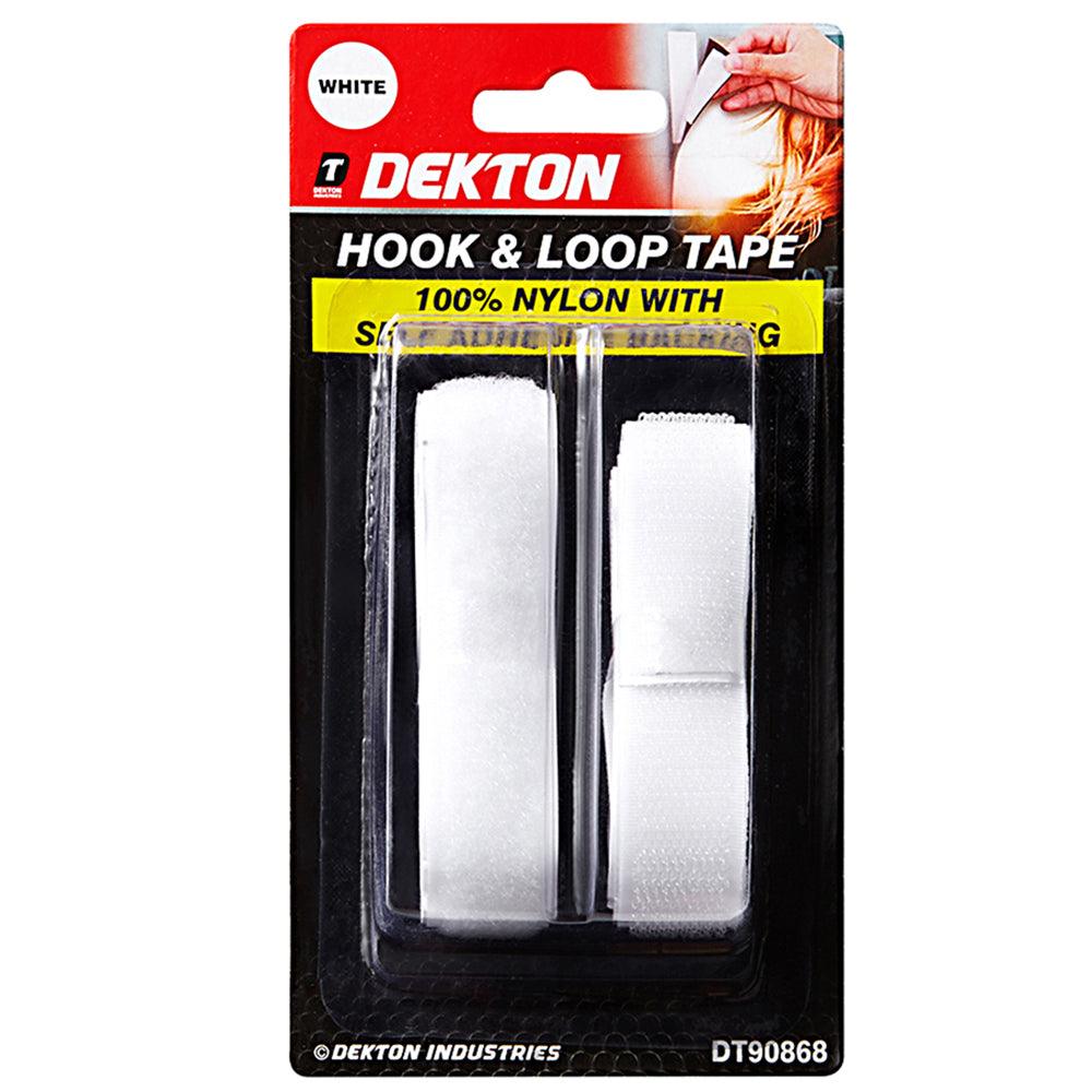 Dekton White 20 mm x 1 m Hook &amp; Loop | 100% Nylon With Backing Glue - Choice Stores