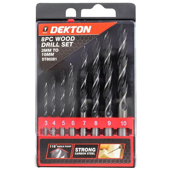 Dekton Wood Drill Set 3-4-5-6-7-8-9-10 mm | 118 Angle Point | 8 Piece Set - Choice Stores