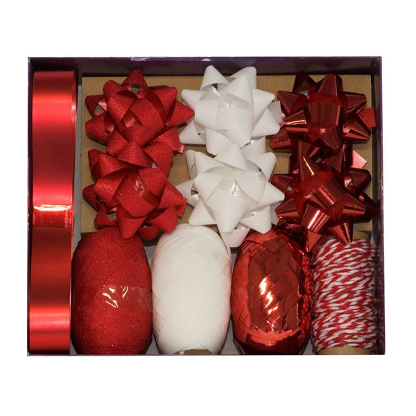 Design By Violet Christmas Luxury Red & White Gift Bow & Ribbon Set - Choice Stores