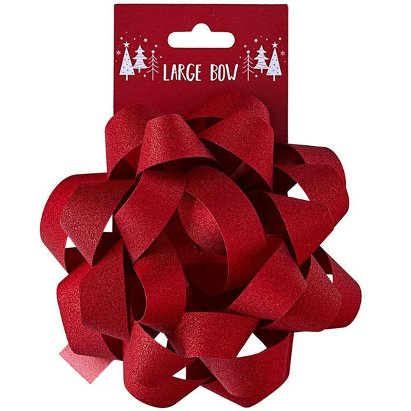 Design By Violet Christmas Luxury Red Glitter Bow | Large - Choice Stores