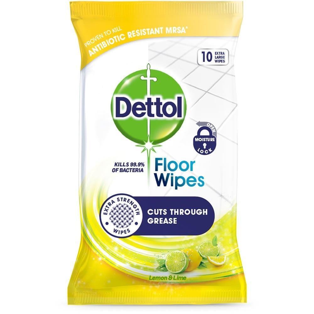 Dettol Lemon &amp; Lime Scented Floor Wipes | 10 Sheets - Choice Stores