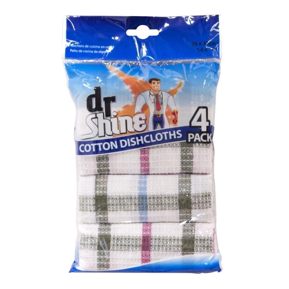 Dr Shine Cotton Dish Cloths | 35X35cm | Pack 4 - Choice Stores