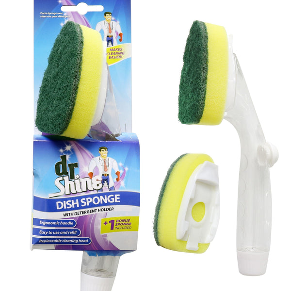 Dr Shine Dish Sponge With Detergent Holder | +1 Bonus Sponge Included - Choice Stores