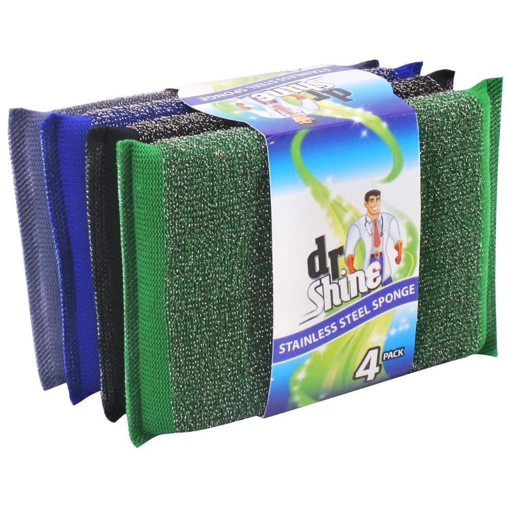 Dr Shine Stainless Steel Sponge Scourer | Pack 4 - Choice Stores