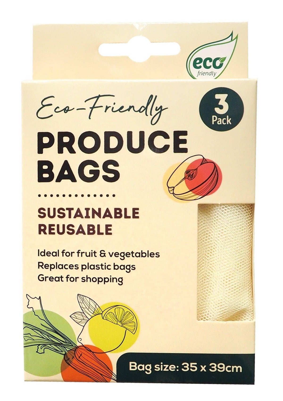 Eco - Friendly Fruit &amp; Veg Mesh Sack | 3pack - Choice Stores