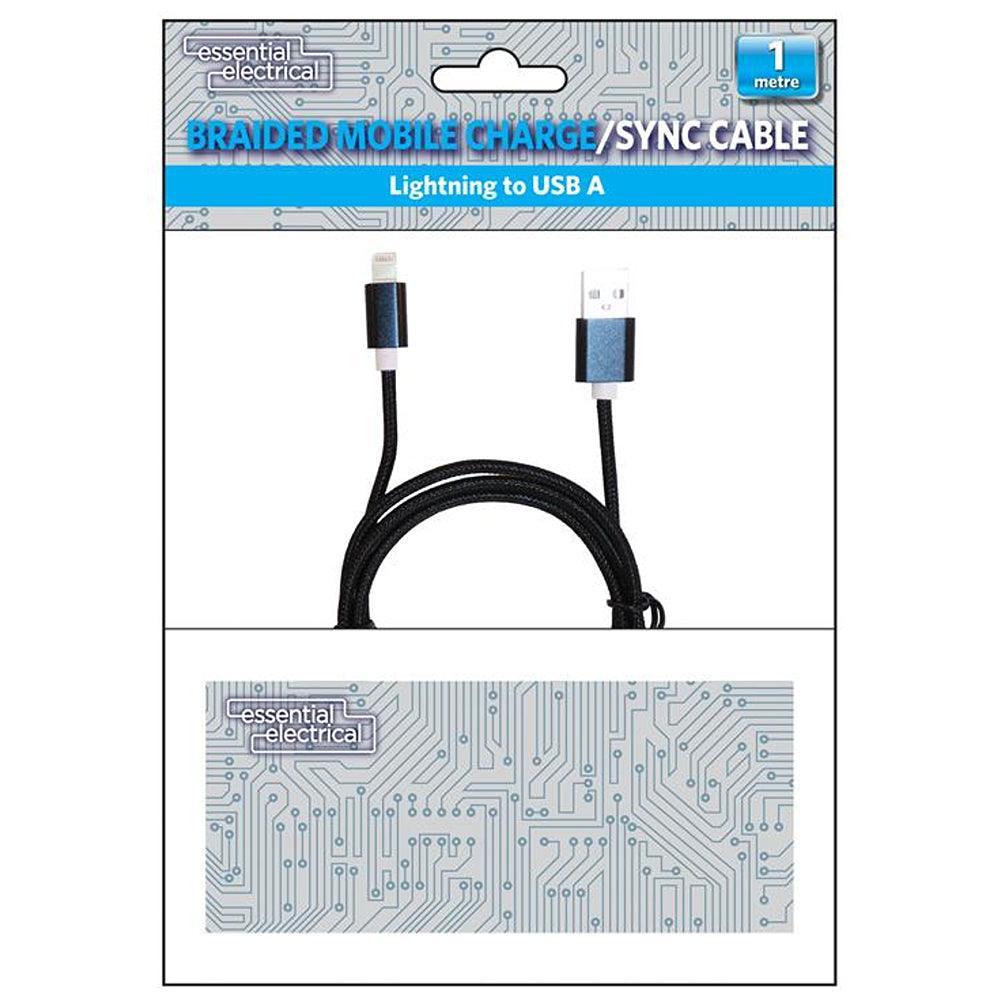 Essential Electrical Braided Mobile Charge/Sync Cable Lightning to USB A | 1m - Choice Stores
