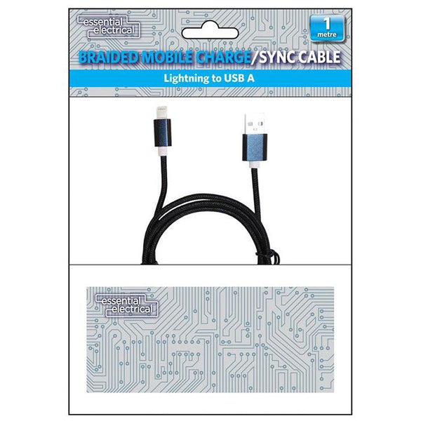 Essential Electrical Braided Mobile Charge/Sync Cable Lightning to USB A | 1m - Choice Stores