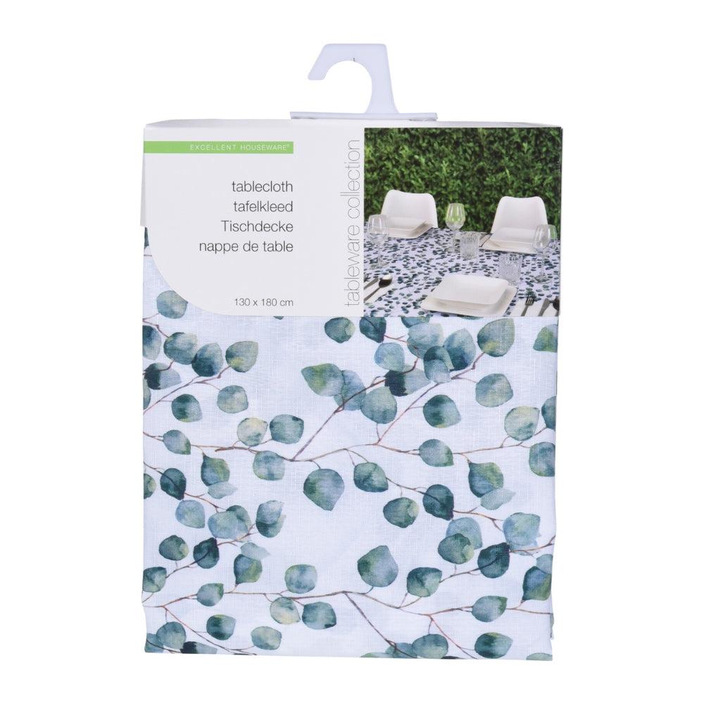 Excellent Houseware Linen Leaf Print Tablecloth | 130 x 180 cm - Choice Stores