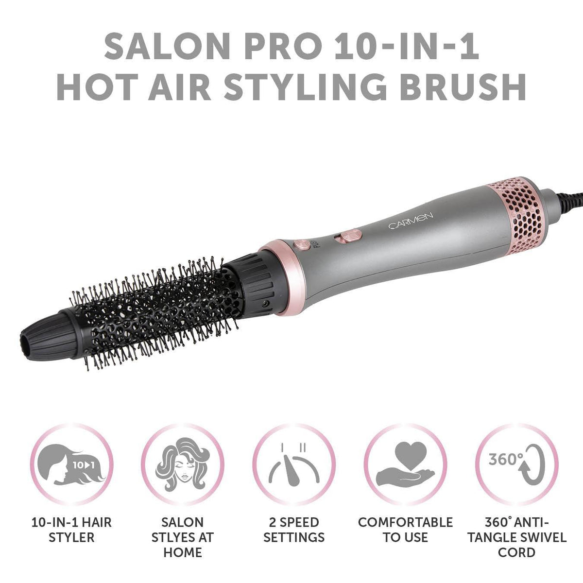 Experta 10 in 1 Hot Air Styling Brush Grey with Pink | C81092BF - Choice Stores