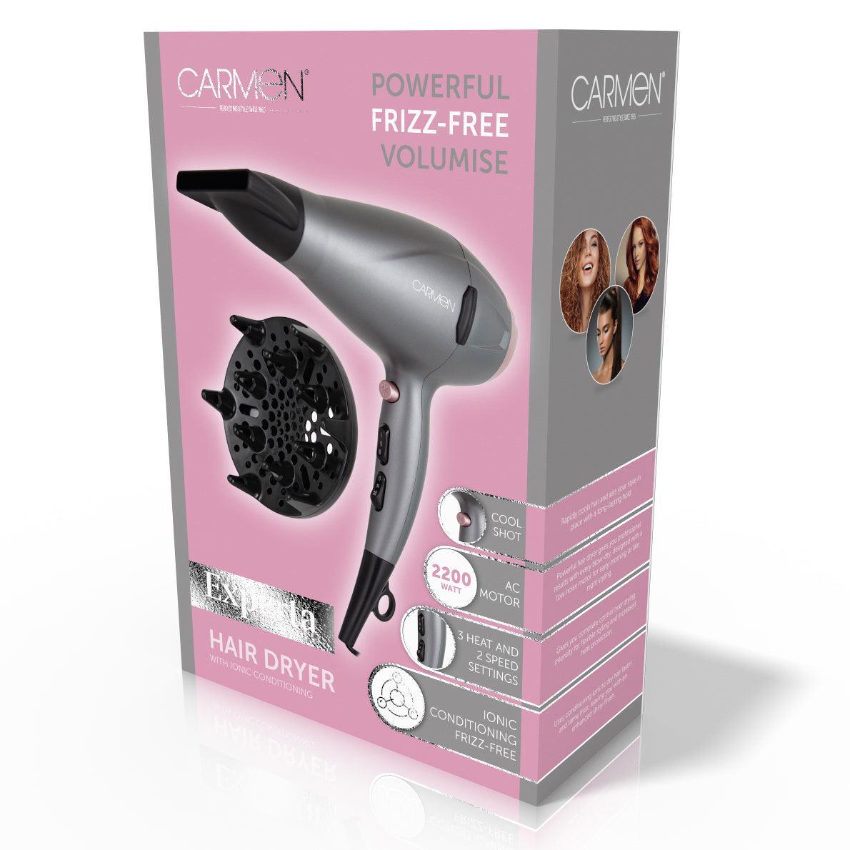 Experta 2200W AC Hair Dryer with Ionic Conditioning Grey with Pink | C81093 - Choice Stores