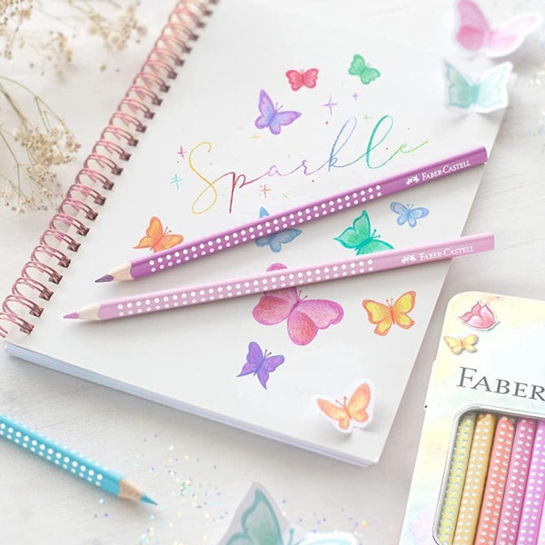 Faber Sparkle Pencils Tin of 12 Pastel Colours - Choice Stores